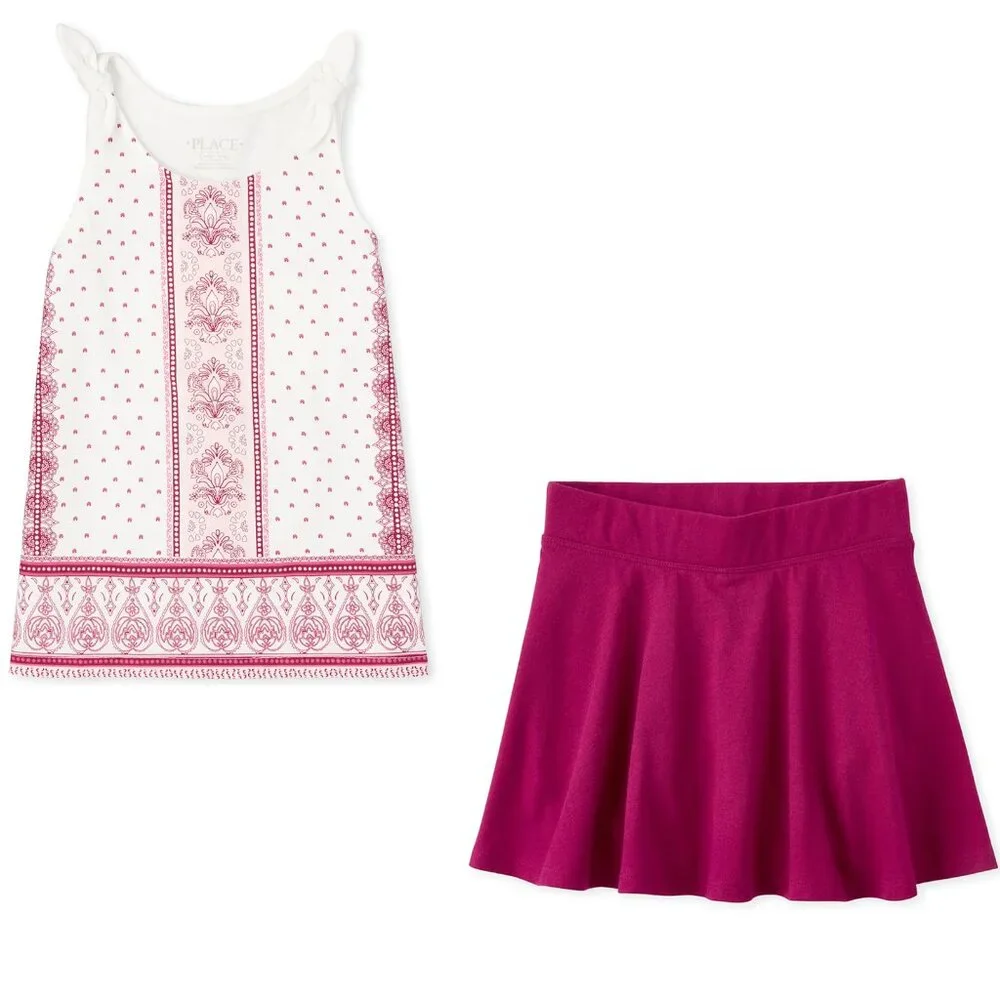 NEW The Children's Place 2 piece set Tank Top Skort Skirted Shorts Outfit XS NWT